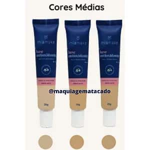 Kit 03 Unidades Base Antioxidante Multifuncional Mia Make Cores Médias Atacado para Revenda
