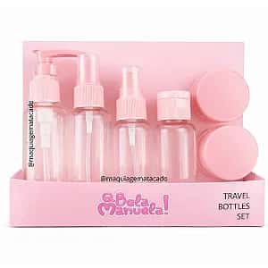 Kit 06 Frascos Para Viagem com Necessaire Plástica Q Bela Manuela QBM987 Atacado para Revenda