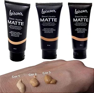 Kit 03 Unidades Base Líquida Matte Luisance L5001A Cores Claras Médias Atacado para Revenda