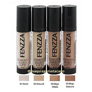 Kit 04 Unidades Corretivo Líquido Matte Fenzza CL41 Atacado para Revenda