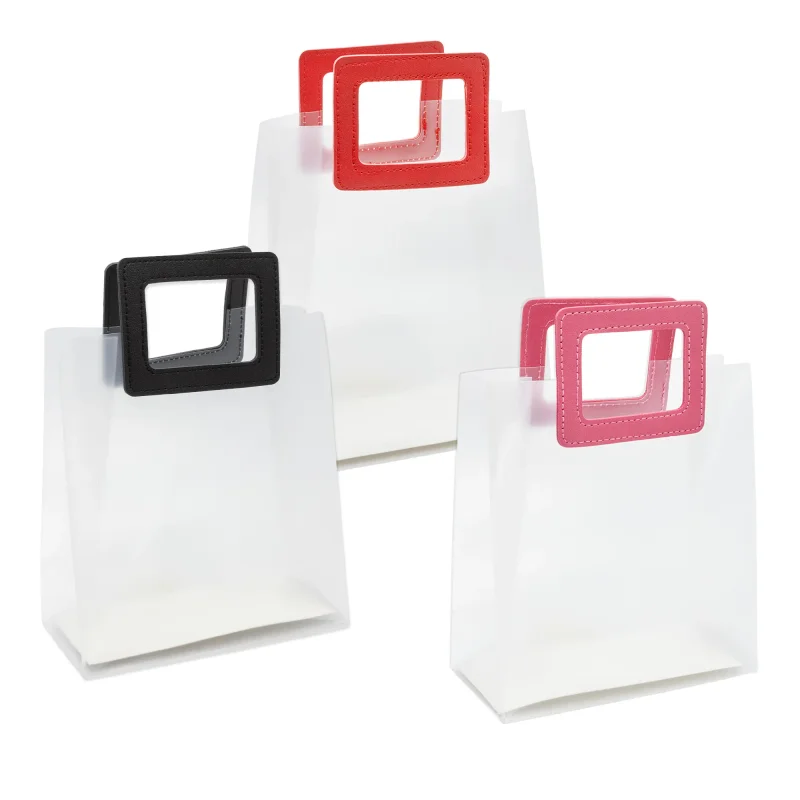 Sacola Transparente PVC Alça Quadrada - Pacote com 10 unidades - Tamanho P Atacado para Revenda