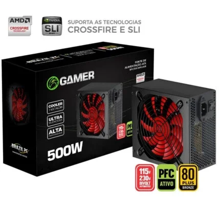 Fonte ATX Brazil Pc 500W Real 80plus Bronze 24 Pinos - BPC/500-80PLUS/B Atacado