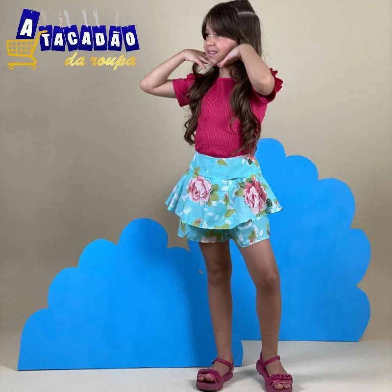 Short Saia Infantil Tricoline Atacado