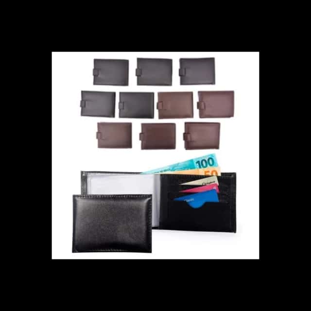 KIT C/12 Carteiras Masculina de Couro Atacado