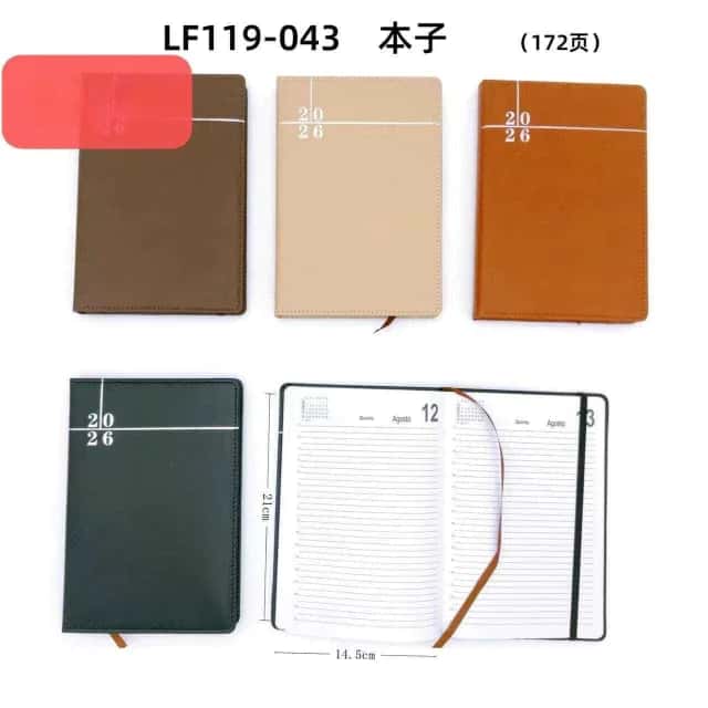 Kit C/12 Agendas 2026 capas em Courinho A5 Atacado