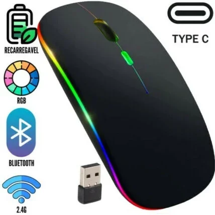 Mouse sem Fio Recarregável Bluetooth & Wireless 2.4 GHz - MS-S350L Atacado