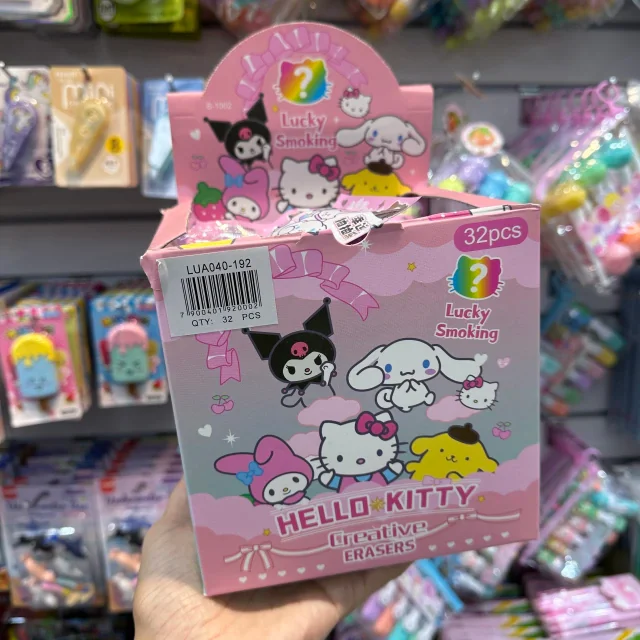 Caixa Box C/36 Borracha Surpresa Hello Kitty Atacado Papelaria