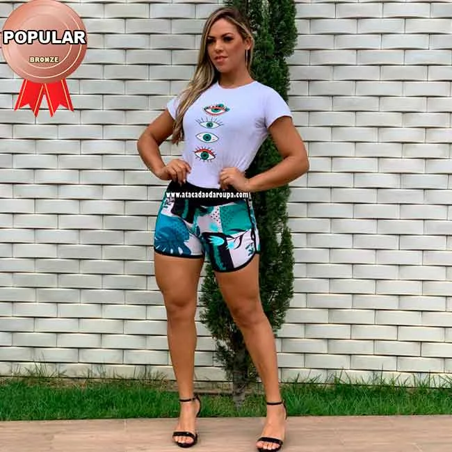 Short Crepe Cós Poliéster Atacado