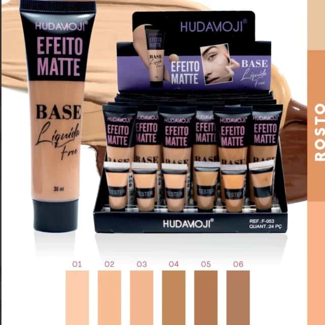 Box C/24 Base Liquida Free Matte - HUDA Atacado