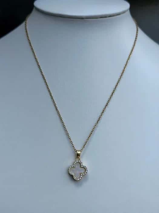 COLAR AÇO TREVO VERSO PRETO INOXIDÁVEL