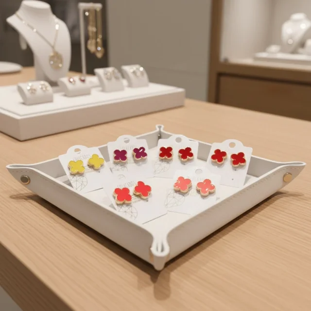 Brincos folheados trevo colors