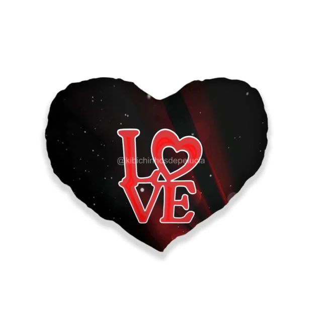 Coração P Estampado Love Preto 23x10x18cm Atacado