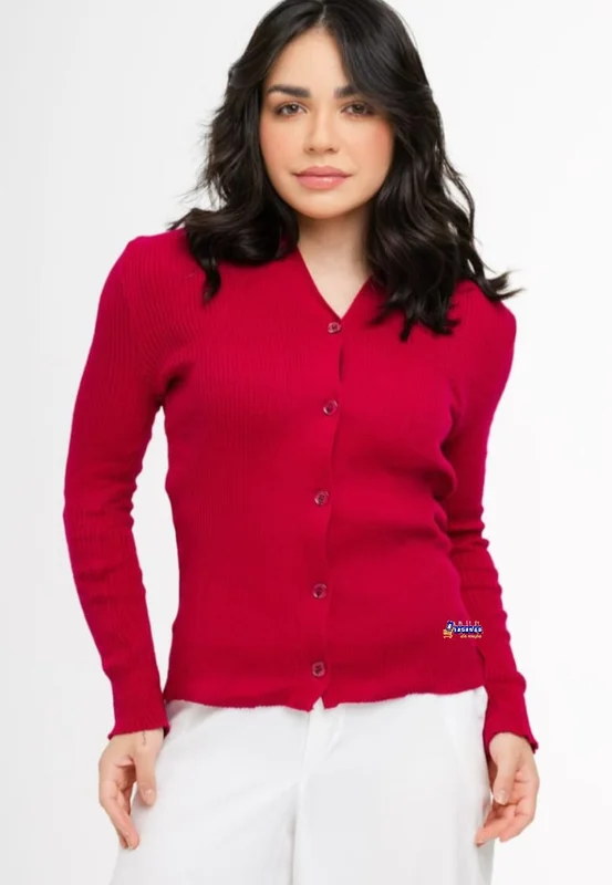 Casaco Tricot Modal Com Botões Atacado