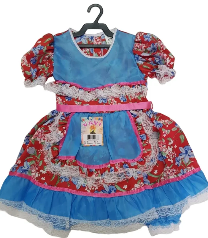 0025 VESTIDO JUNINO JUVENIL TAM 8 (ESTAMPAS SORTIDAS) Atacado