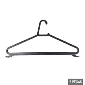 Cabide de Plástico 5 Peças Adulto Pérola Preto Atacado