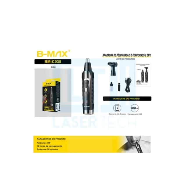 APARADOR DE PELOS NARIZ CONTORNOS 2X1 BM-C038 B-MAX Atacado