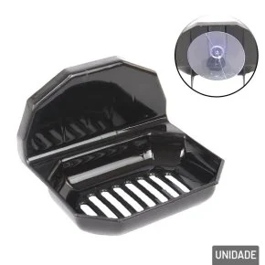 Saboneteira de Plástico com Ventosa Preto Atacado