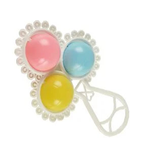 Chocalho para Bebê 18 cm Rendado Branco Atacado