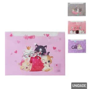 Pasta de Documentos A4 Fecho Botão Estampa Sortida Atacado