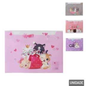 Pasta de Documentos A4 Fecho Botão Estampa Sortida Atacado