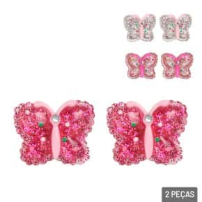 Elástico de Cabelo Plástico 2 Pçs Borboleta Color Atacado