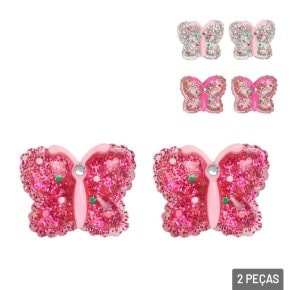 Elástico de Cabelo Plástico 2 Pçs Borboleta Color Atacado