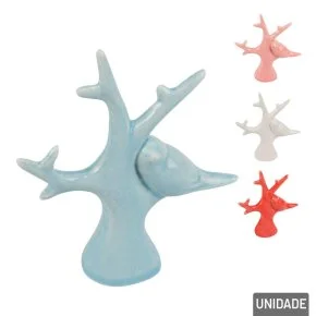Enfeite de Cerâmica 10,5cm Pássaro no Galho Color Atacado