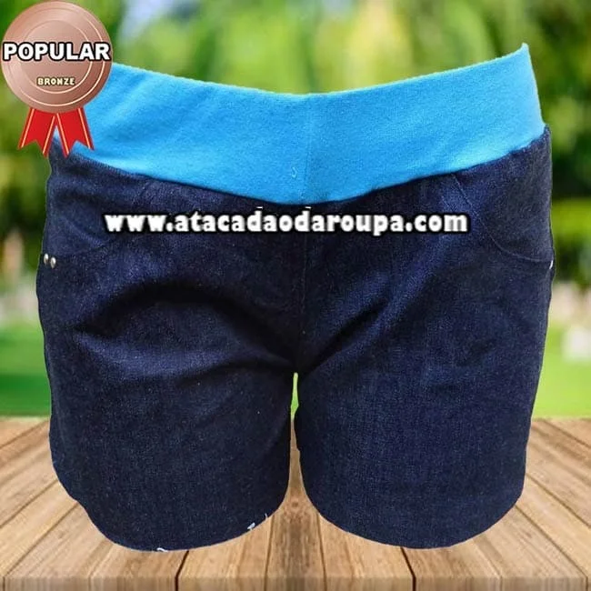 Short Jeans com Ribana Juvenil Atacado