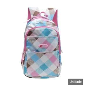 Mochila Juvenil 18'' 45cm Xadrez Colorido Atacado