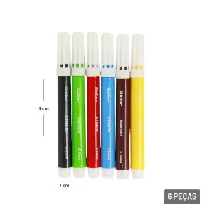 Caneta Hidrográfica 6 Cores 2.0mm Bambini Atacado