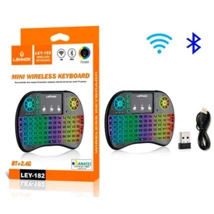 Mini Teclado Bluetooth + 2.4ghz Sem Fio RGB Lehmox - LEY-182 Atacado