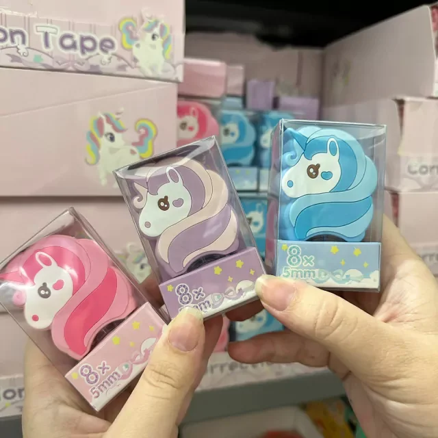 Kit C/12 Corretivo em fita Unicórnio fofo Papelaria atacado
