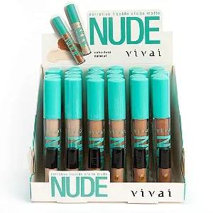 Corretivo Líquido Efeito Matte HD Nude Vivai 1080 Atacado Box 24 Unidades