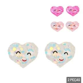 Elástico de Cabelo Infantil 2 Pçs Coração Color Atacado