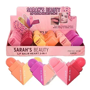 Sarah's - Lip Balm Heart 2in1 6 cores S8168 - 12 Und ( Validade: 05/26 ) Atacado para Revenda