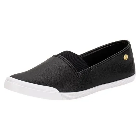 Tênis Feminino Slip On Moleca 5109791 Preto/Branco Atacado