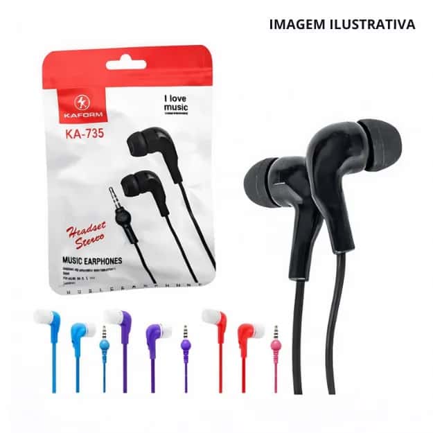 FONE DE OUVIDO SIMPLES SEM MICROFONE KA-835 KA-735 Atacado