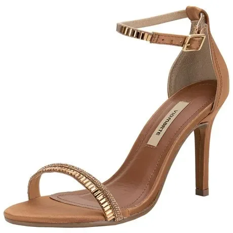 Sandália Feminina Salto Fino Via Marte 282001 Camel Atacado