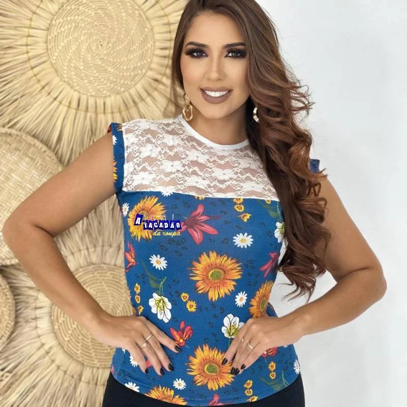 Blusa Feminina Com Detalhe Em Renda Atacado