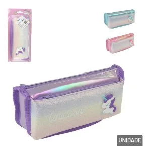 Estojo Escolar Duplo 21cm Unicórnio Brilhoso Color Atacado
