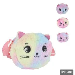 Bolsa de Pelúcia 17cm Infantil Gatinho Color Atacado