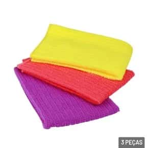 Pano de Limpeza Microfibra 30x30cm 3 Pçs Multiuso Atacado