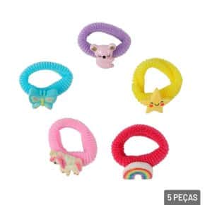 Elástico de Cabelo 5 Pçs Elastano Formatos Sortido Atacado
