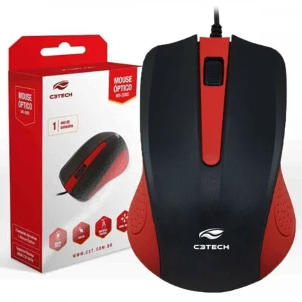 Mouse Óptico C3TECH USB Vermelho - MS-20RD Atacado