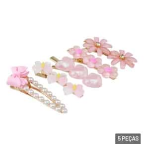 Presilha de Cabelo Plástico 5 Pç Formatos Sortidos Atacado