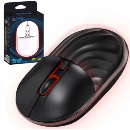 Mouse Sem Fio Transparente Dual Mode 2.4ghz + Bluetooth Exbom MS-S22T Atacado