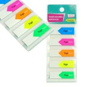 Marcador de Página 25 Folhas Cada 5 Cores Neon Atacado