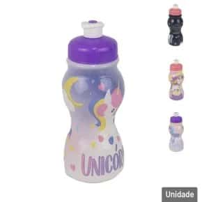 Garrafa de Plástico 250ml Squeeze Unicórnio Atacado