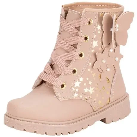 Bota Infantil Feminina Coturno Gracinha 815 Salmão Atacado