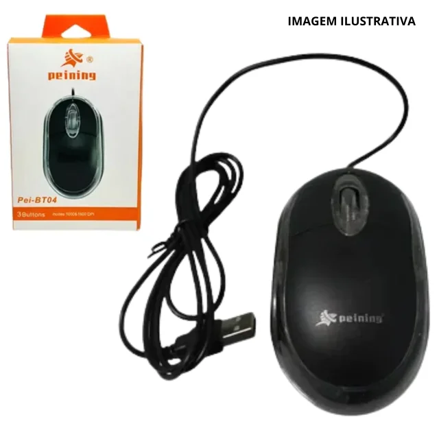 MOUSE COM FIO PEINING PEI-BT04 Atacado
